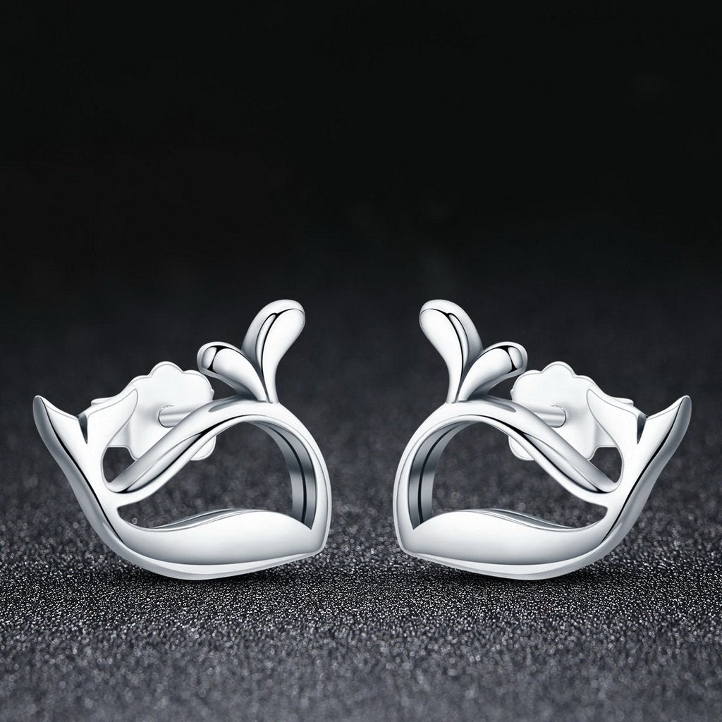 PAHALA 925 Sterling Silver Cute Small Whale Stud Earrings