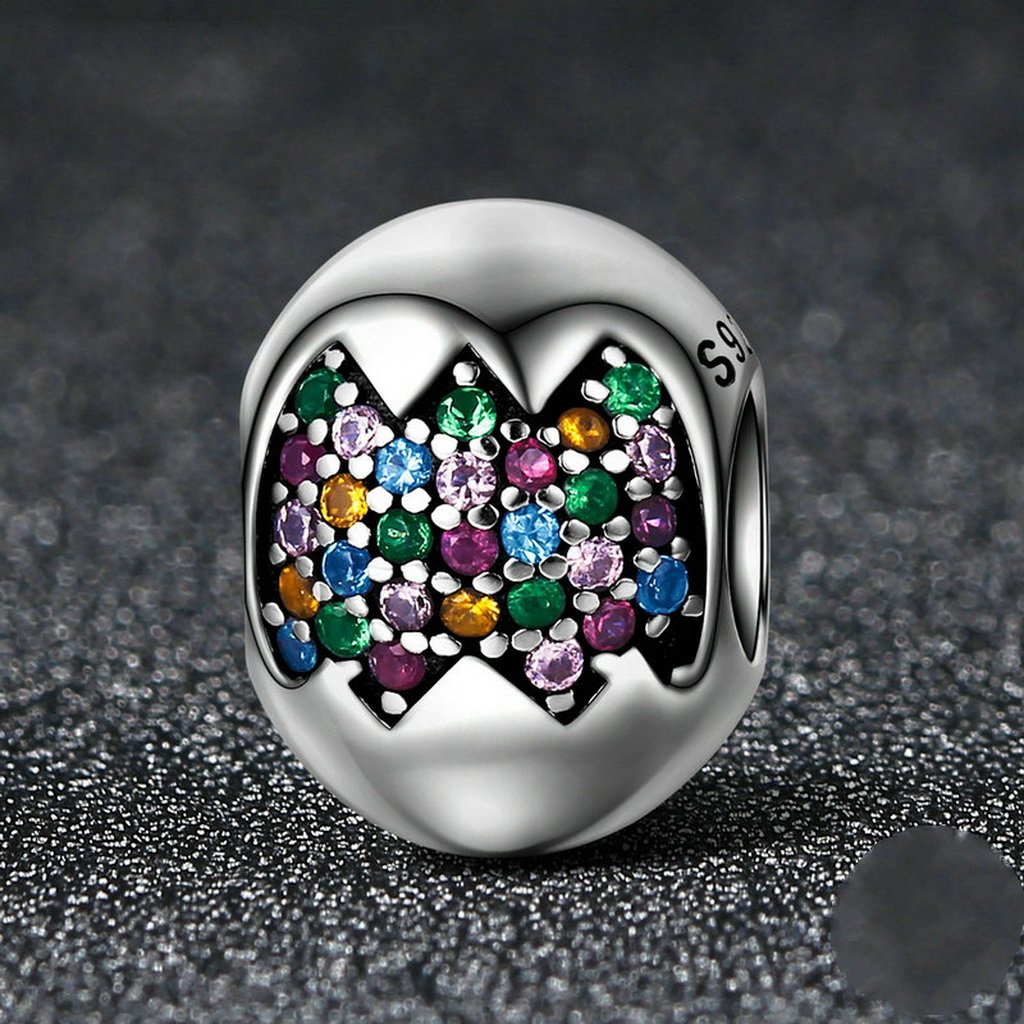 PAHALA 925 Sterling Silver Sparking Colourful Crystals Charms Fit Bracelets Necklace