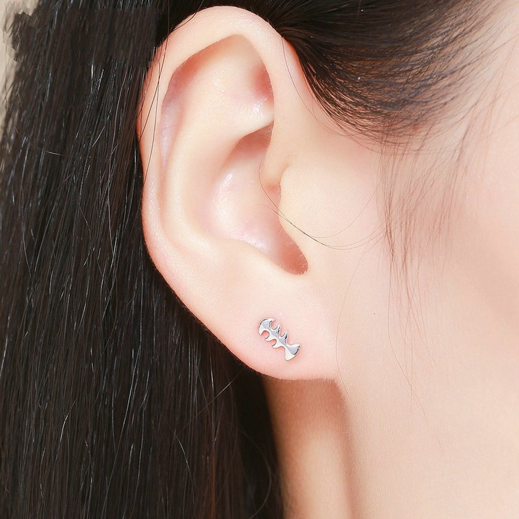 PAHALA 925 Sterling Silver Cute Cat With Fish Party Wedding Stud Earring