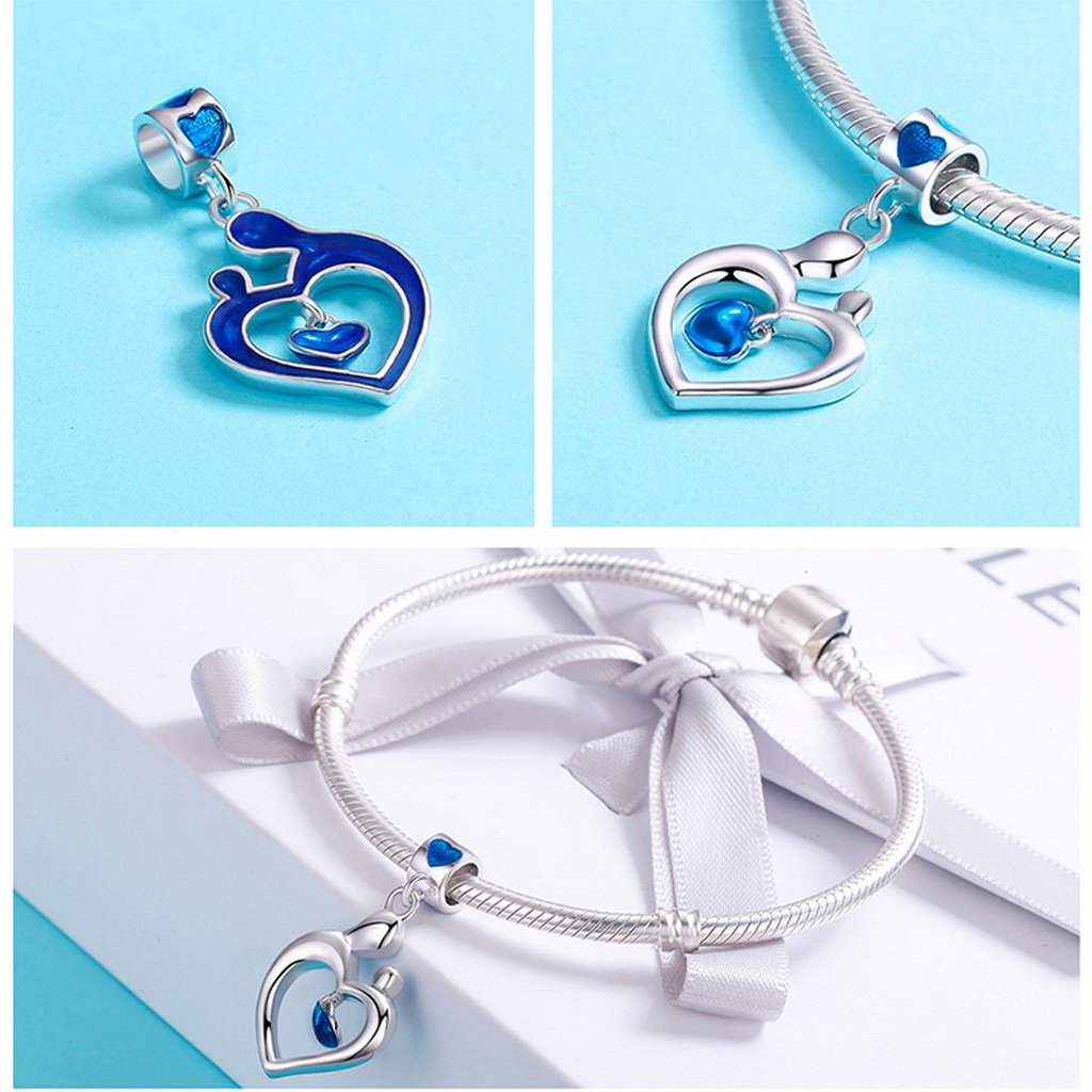 PAHALA 925 Sterling Silver Enamel Love Heart Charm Bead