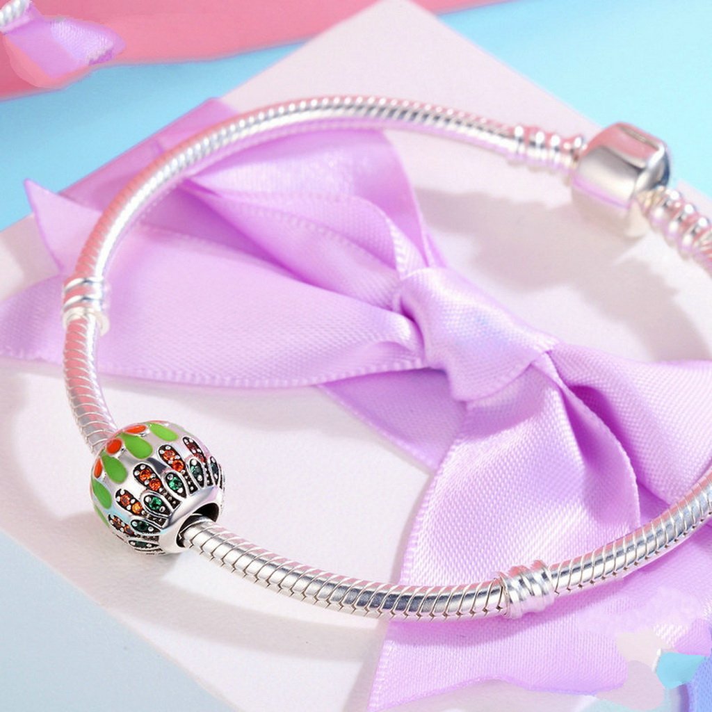 PAHALA 925 Sterling Silver Romantic Firework with Crystals Charm Bead