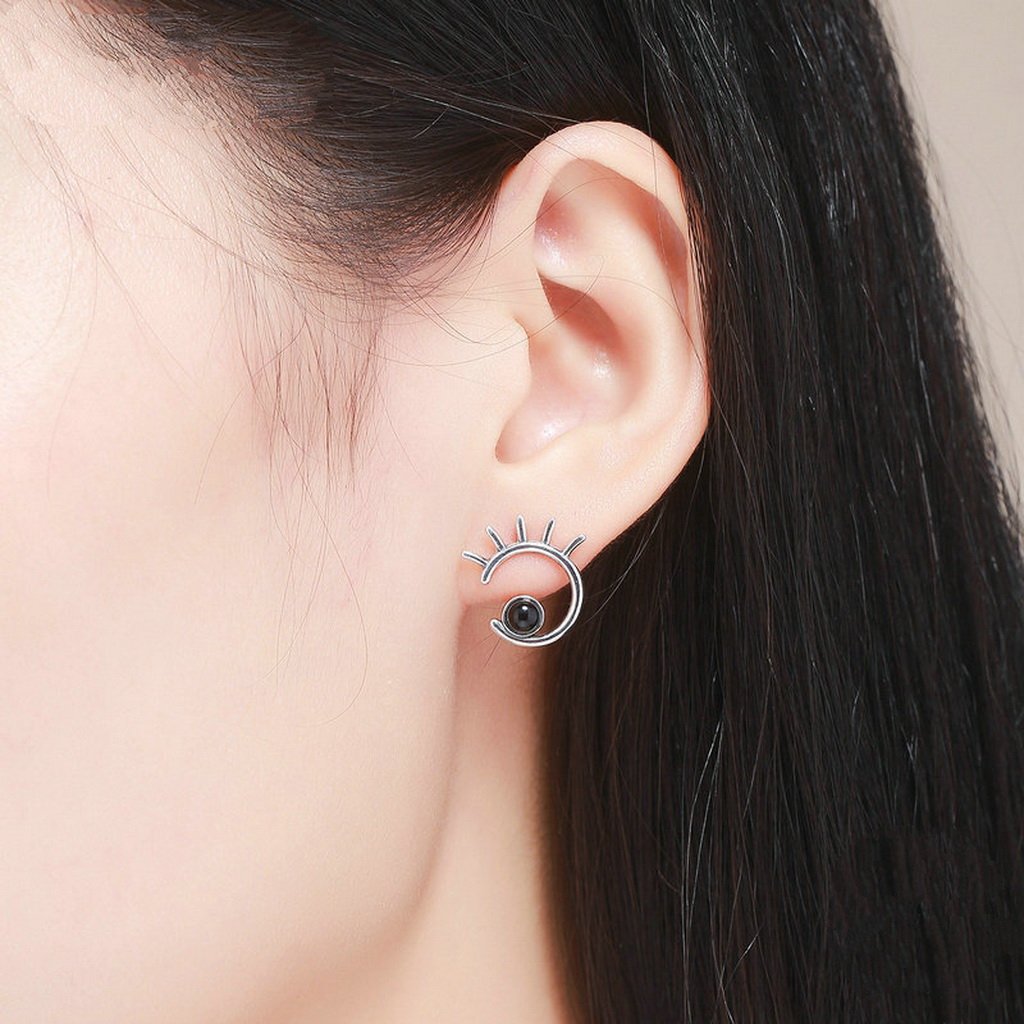 PAHALA 925 Sterling Silver Cute Big Eye Party Wedding Stud Earrings