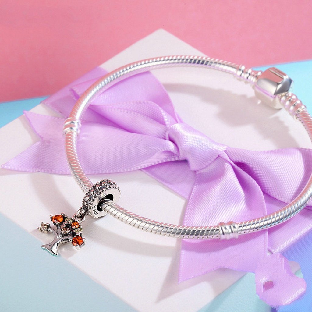 PAHALA 925 Sterling Silver Colorful Tree with Crystals Charm Bead Fit Bracelets