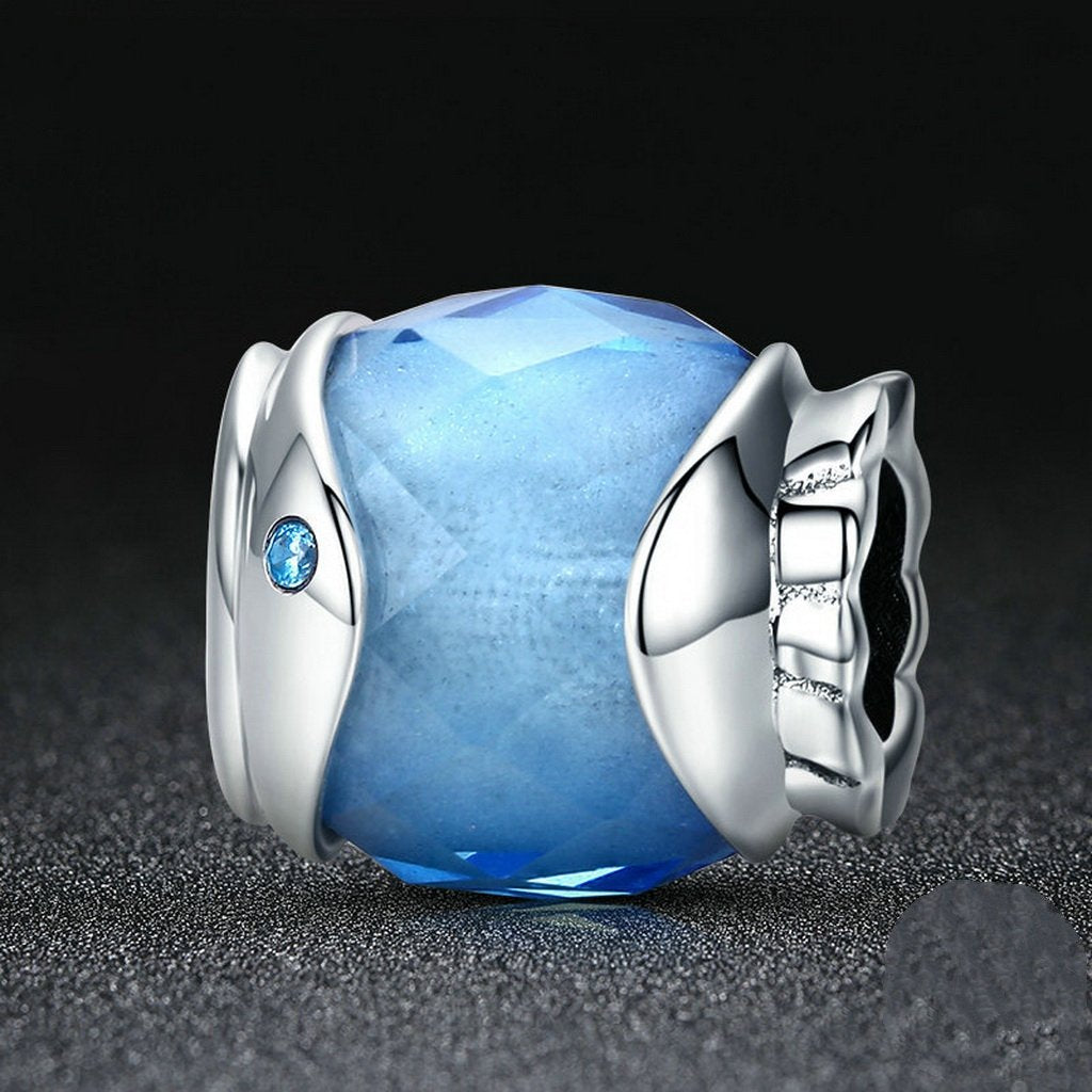 PAHALA 925 Sterling Silver Ocean Spirit Fish with Blue Crystals Charm Bead