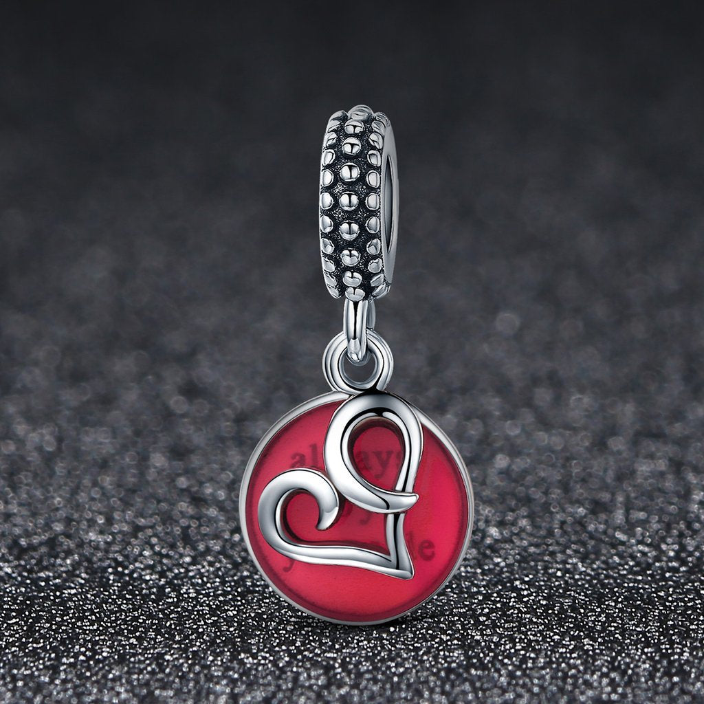 PAHALA 925 Strling Silver with You Red Heart with Crystals Charms Fit Bracelets Necklace