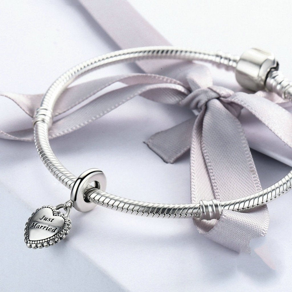 PAHALA 925 Sterling Silver Sweet Just Married Charms Beads