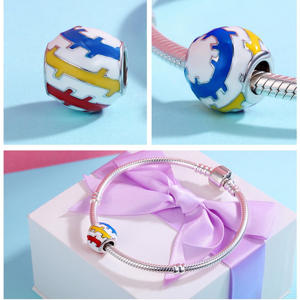 PAHALA 925 Sterling Silver Beautiful Color Enamel Charm Bead Fit Bracelets