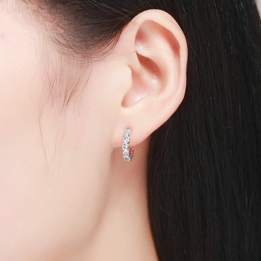 PAHALA 925 Sterling Silver Trendy Crystals Party Wedding Stud Earrings