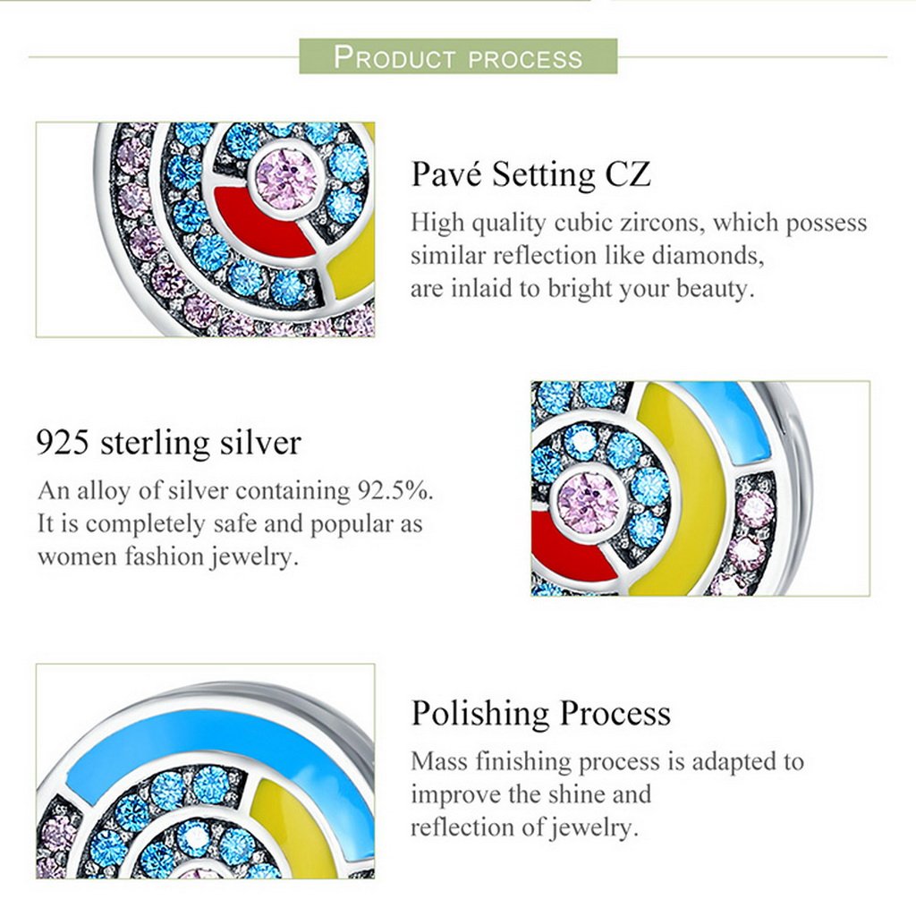 PAHALA 925 Sterling Silver Rhythm Music with Crystal Enamel Charm Bead Fit Bracelet