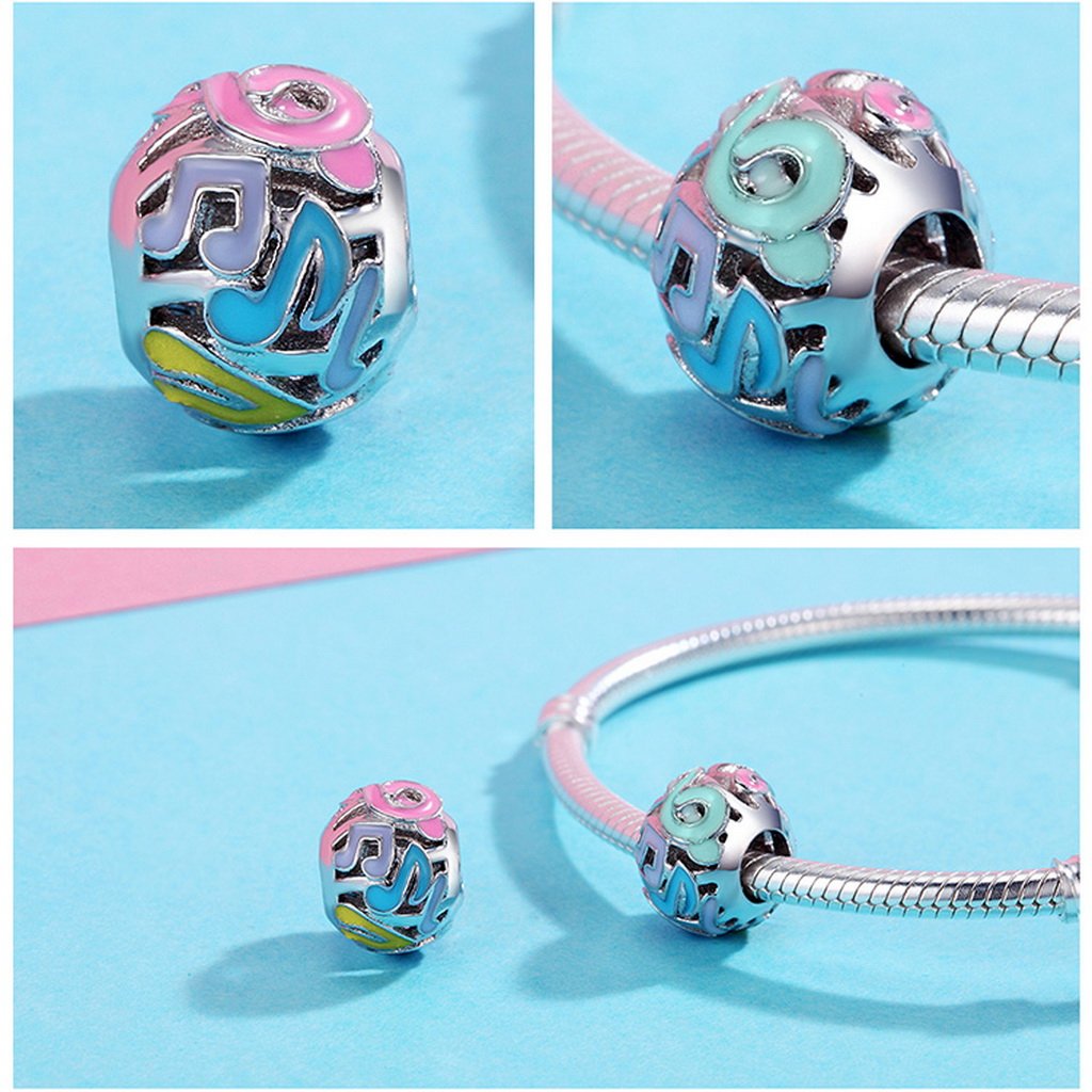 PAHALA 925 Sterling Silver Colorful Enamel Melody Music Charm Bead