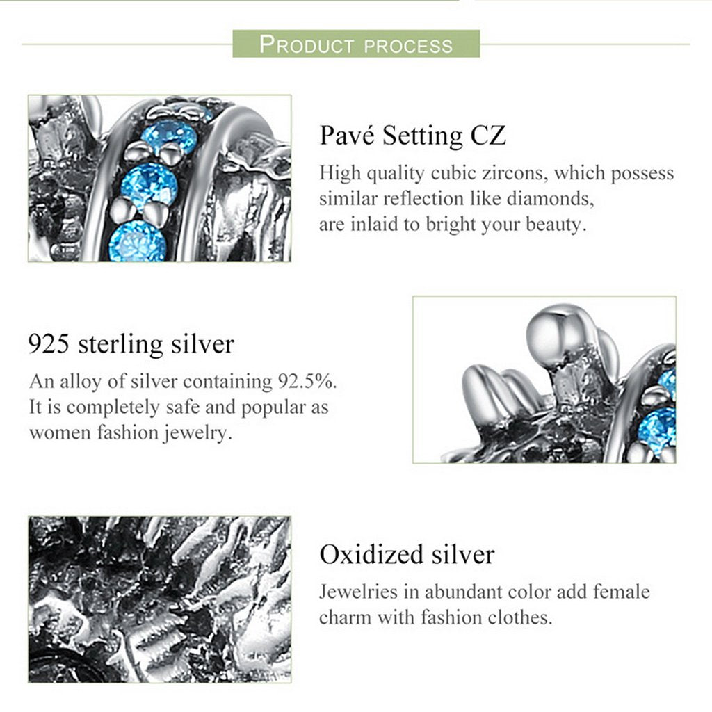 PAHALA 925 Sterling Silver Lovely Snail with Blue Crytals Charm Bead