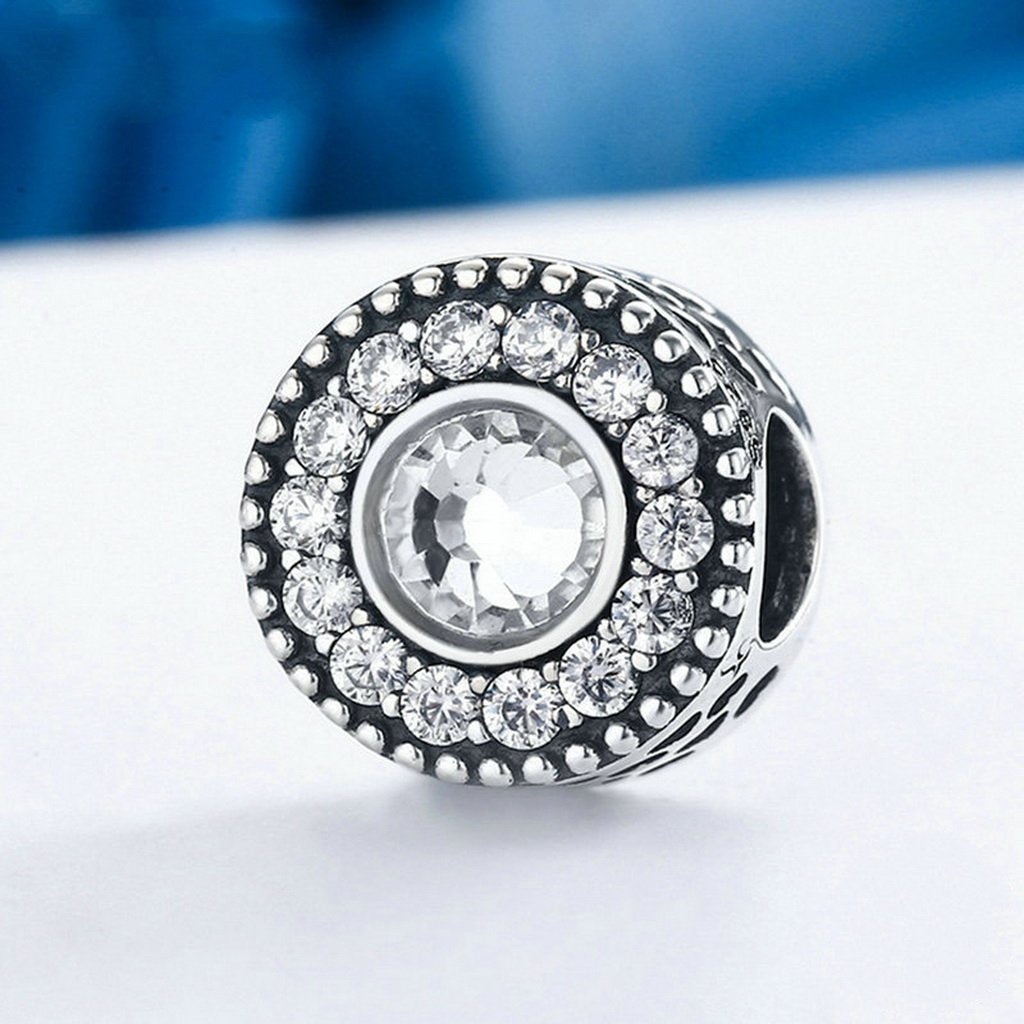 PAHALA 925 Sterling Silver Lovely Round Classical Dazzling with Crystals Charms Beads