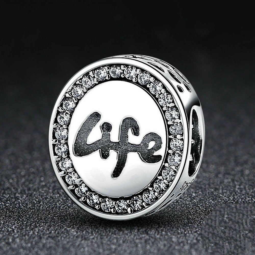 PAHALA 925 Strling Silver Life with Crystals Charms Pendant Fit Bracelets Necklace