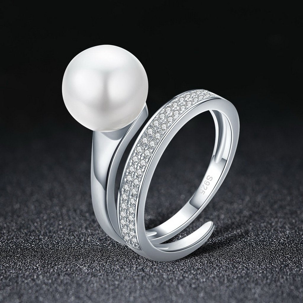 PAHALA 925 Strling Silver Round Geometric Weeding Party Band Ring