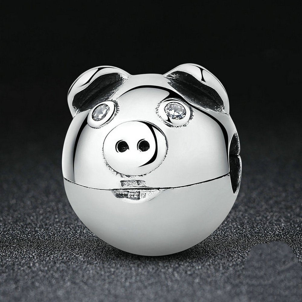 PAHALA 925 Strling Silver Cute Pig Charms Pendant Fit Bracelets Necklace