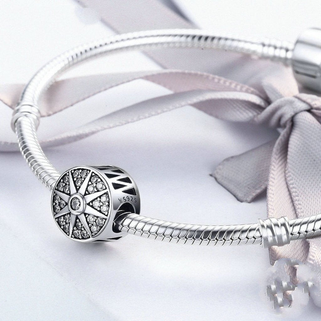 PAHALA 925 Sterling Silver Sun Freeze with Crystals Charms Fit Bracelets Necklace