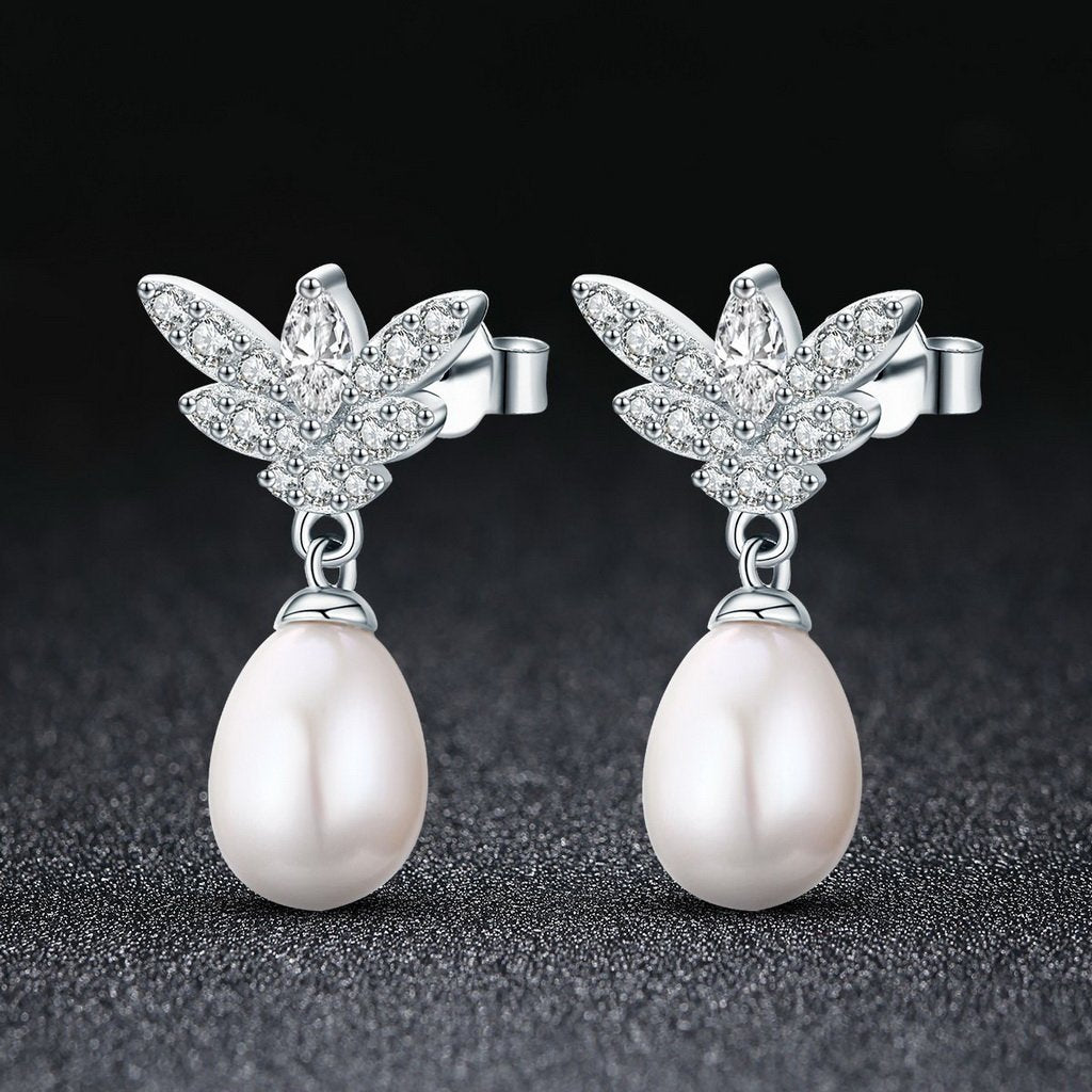 PAHALA 925 Sterling Silver Luminous Butterfly With Crystals Stud Earrings