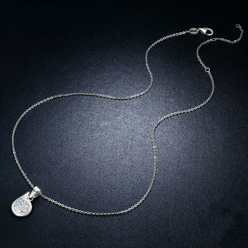 PAHALA 925 Sterling Silver B Letter with Crystals Clear CZ Pendant Necklace