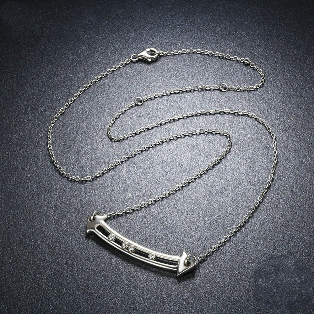 PAHALA 925 Sterling Silver Love in Arrow with Crystals Clear CZ Pendant Necklace