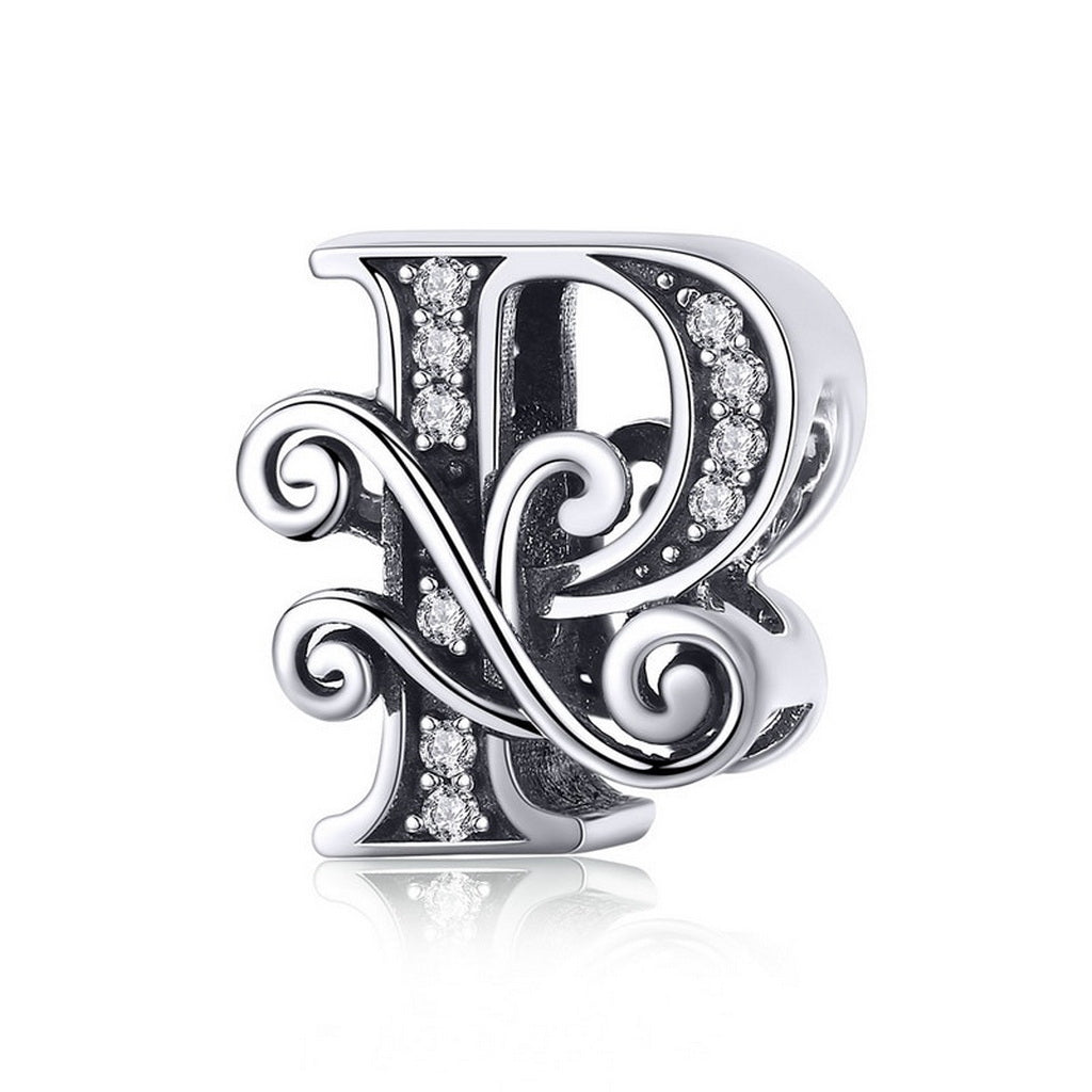 PAHALA 925 Sterling Silver 26 Letters Alphabet with Crystals Charms Beads