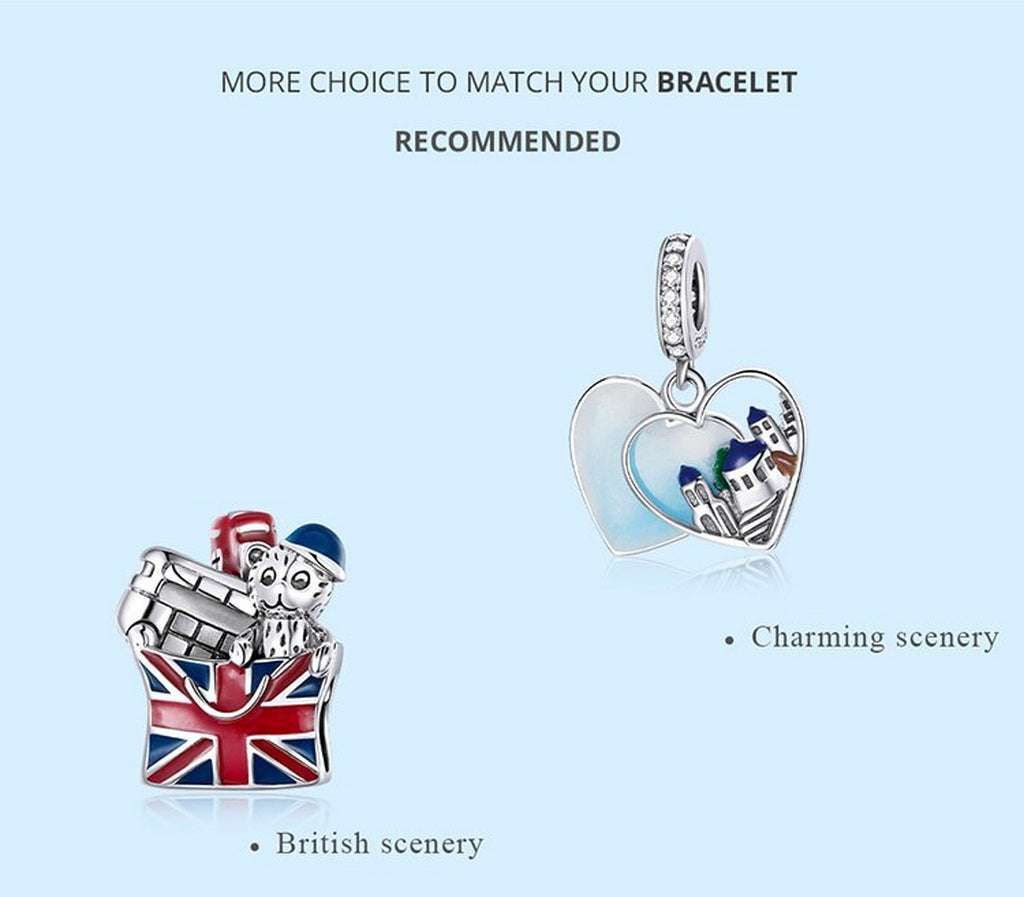 PAHALA 925 Sterling Silver Pink Car With Crystals Charm Bead