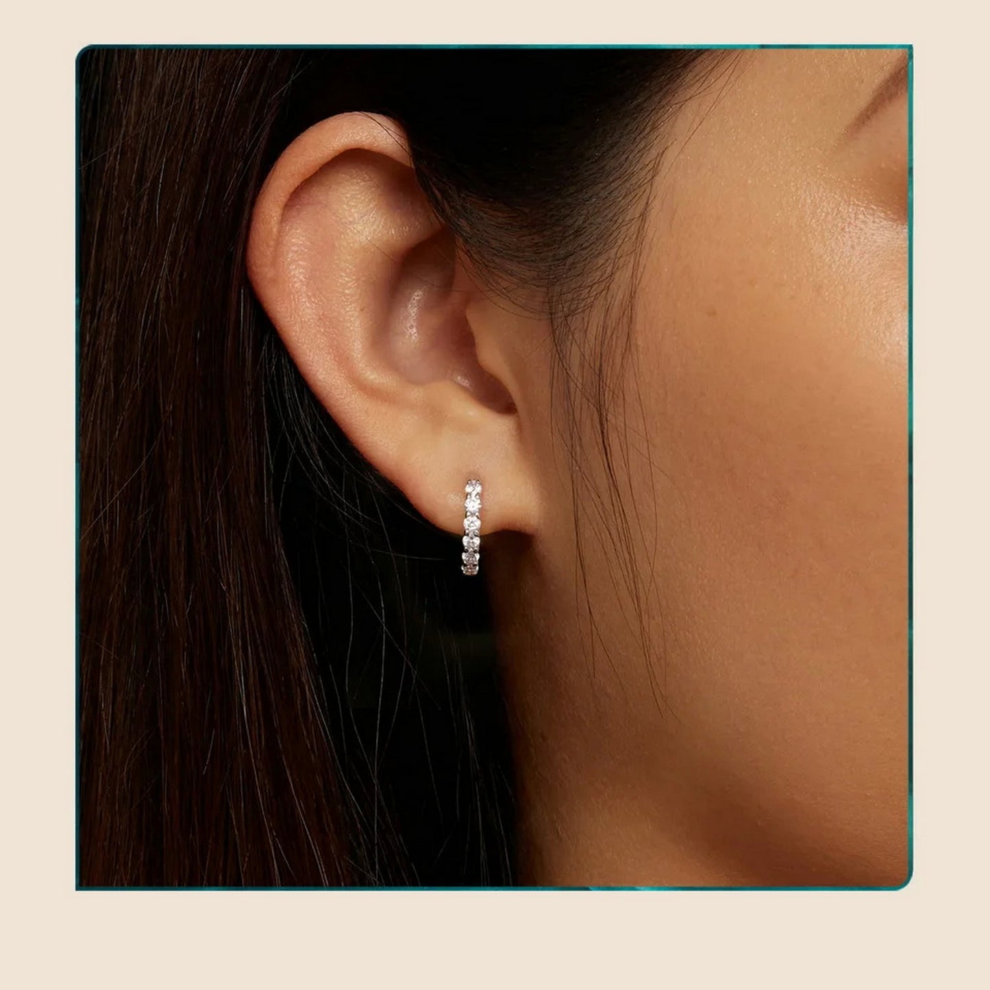 PAHALA Moissanite Dazzling Classic Ear Buckles Silver Hoop Earrings