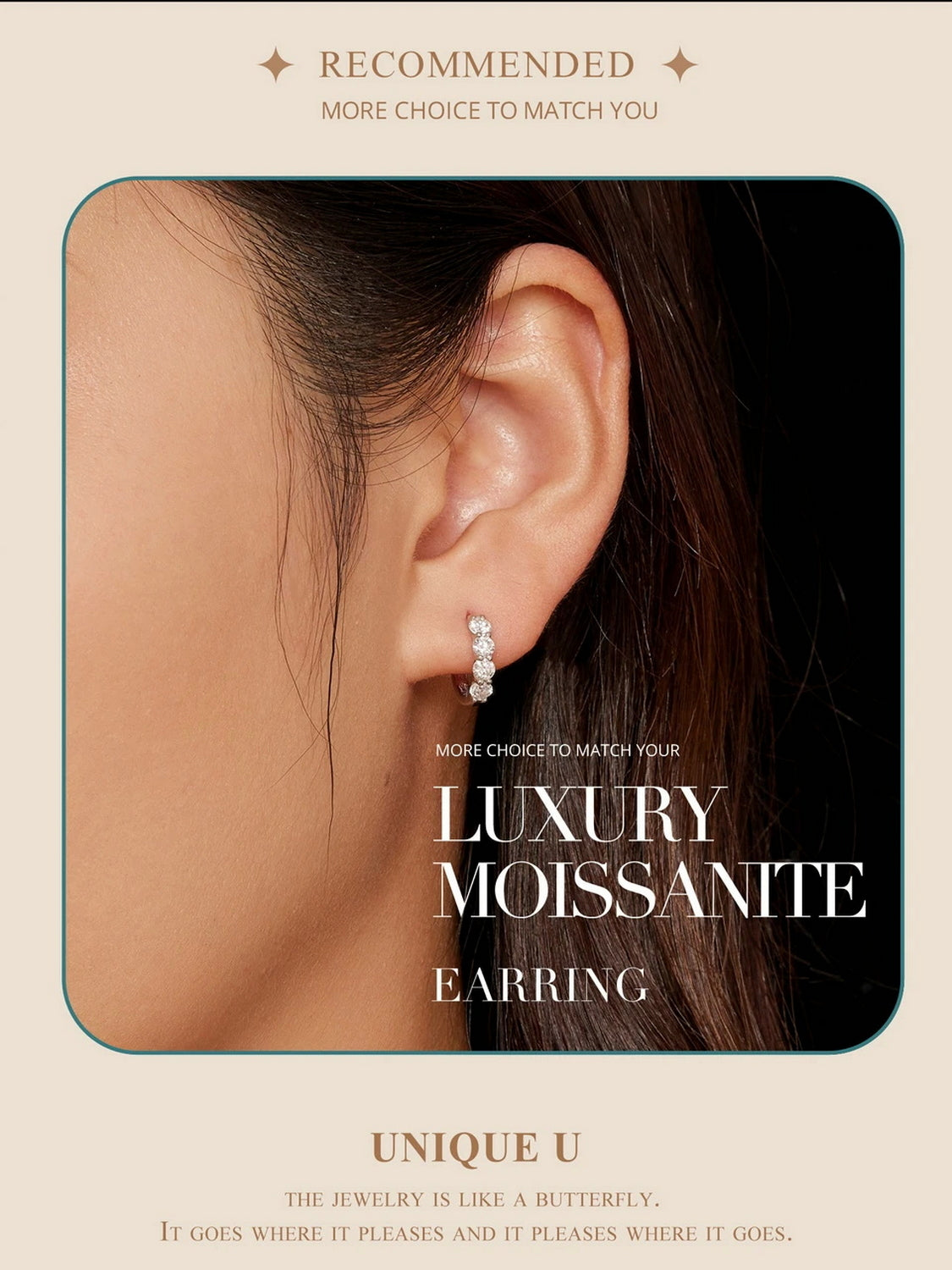 PAHALA Moissanite Color D VVS1 EX Classical Round Ear Buckles Clear Earrings