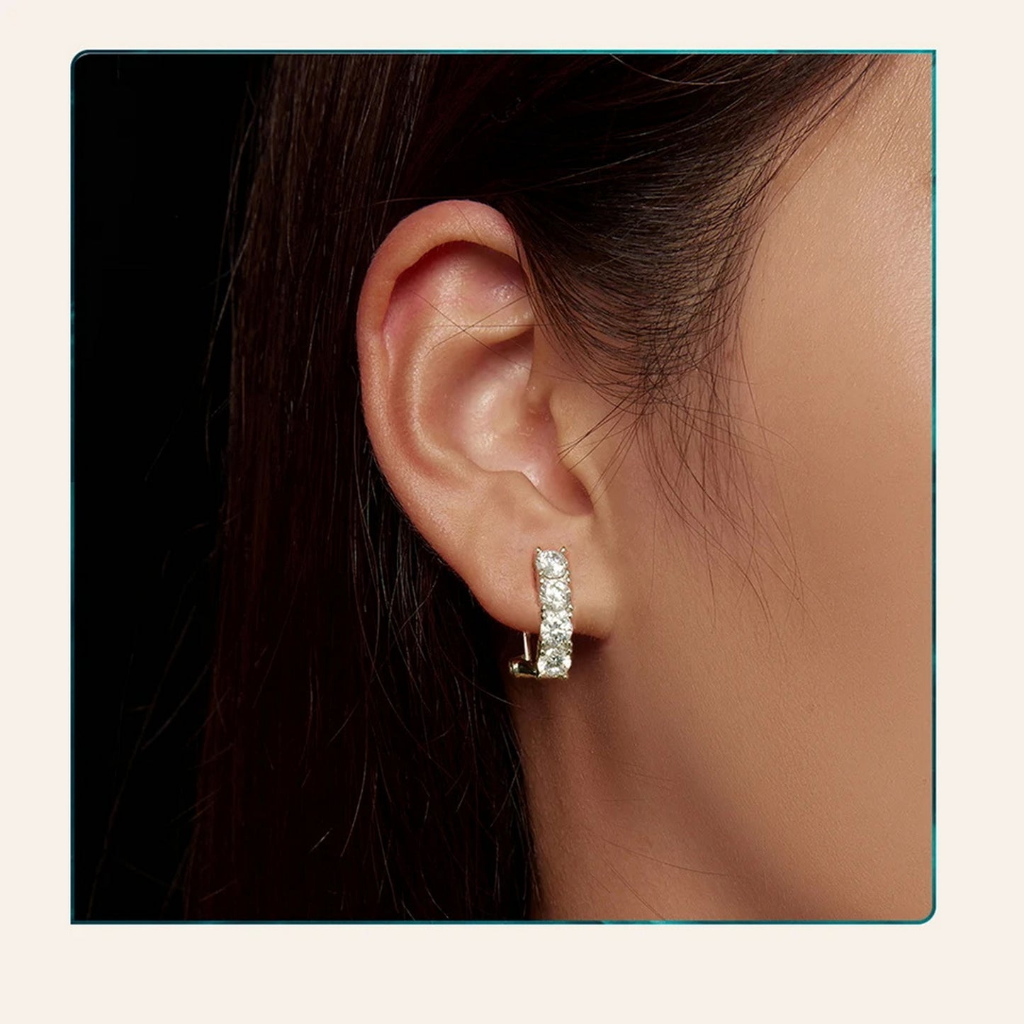 PAHALA Moissanite 2.4CT D Color VVS1 EX Simple Ear Clips Brilliant Earrings