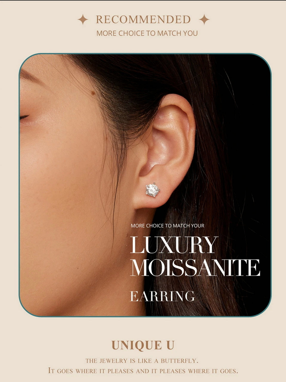 PAHALA Moissanite D Color VVS1 EX Heart Prong Stud Earrings