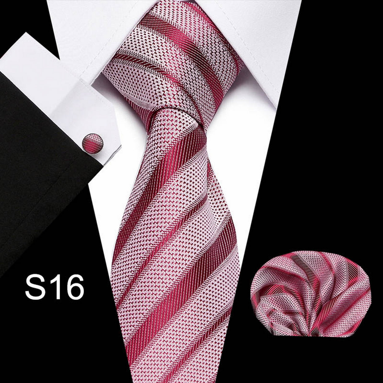 PAHALA Mens Fashion Necktie Cufflinks Pocket Square Set Box Multi color