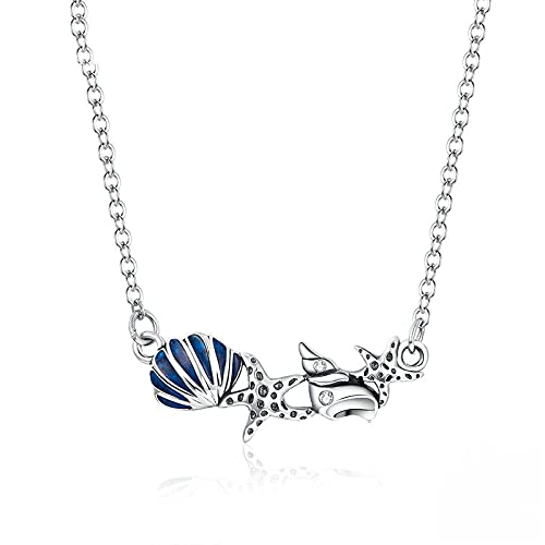 PAHALA 925 Sterling Silver Summer Shell and Starfish Chain Pendant Wedding Necklace