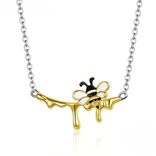 PAHALA 925 Sterling Silver Enamel Lovely Honey Bee Necklace Pendant Wedding Necklace