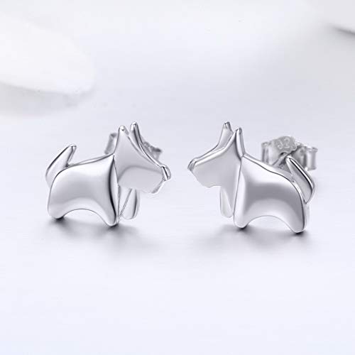 PAHALA 925 Sterling Silver Cute Little Puppy Dog Stud Earrings