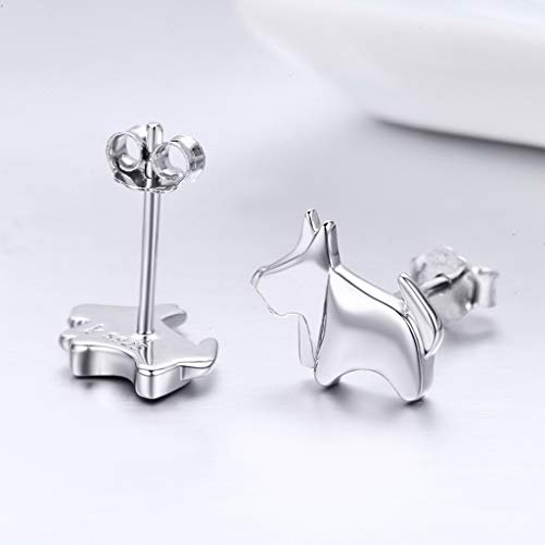 PAHALA 925 Sterling Silver Cute Little Puppy Dog Stud Earrings