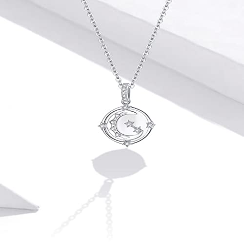 PAHALA 925 Sterling Silver Moon Stars Chain Crystals Necklace Pendant Wedding Necklace