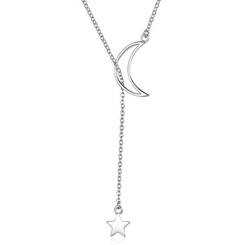 PAHALA 925 Sterling Silver Moon Star Dream Tales Chain Link Pendant Necklace