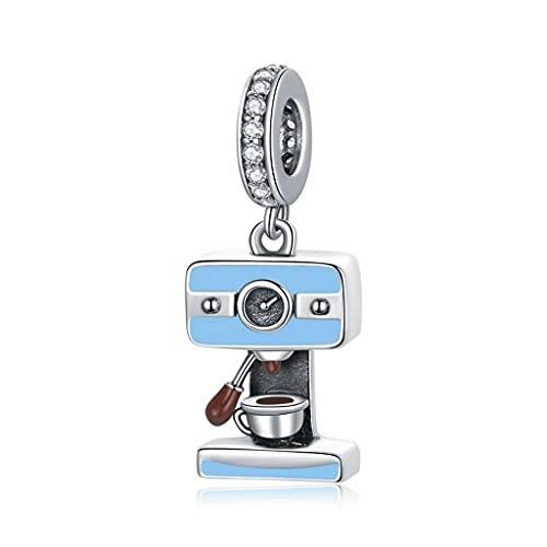 PAHALA 925 Sterling Silver Mini Appliance Enamel Charm Rice Cooker Toaster Blue Oven Hair Dryer Charm Bead