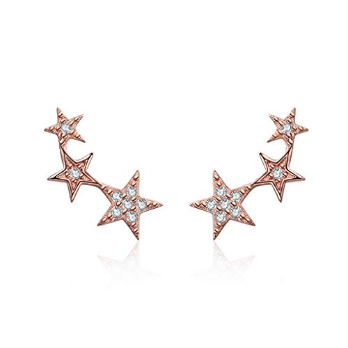 PAHALA 925 Sterling Silver Yellow Dazzling Stackable Star Crystals Stud Earrings