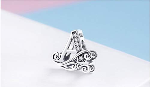 PAHALA 925 Sterling Silver 26 Letters Alphabet with Crystals Charms Beads