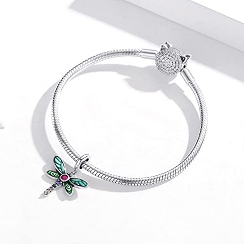 PAHALA 925 Sterling Silver Shiny Dragonfly Pendant Charm Charm Bead