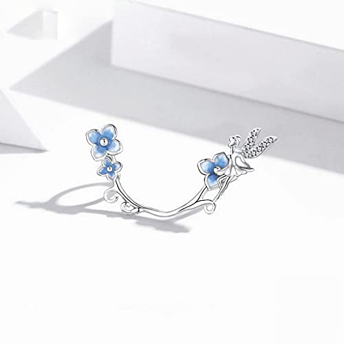 PAHALA 925 Strling Silver Blue Flower Fairy Hope Pendant Charm Bead