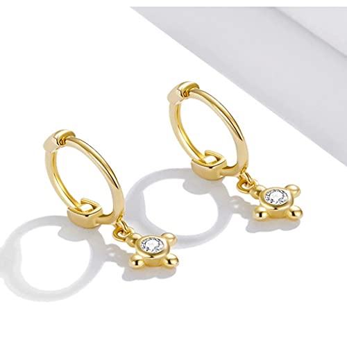 PAHALA 925 Sterling Silver Gold Star Zircon Ear Buckles Cross Pearl Crystal Hoop Drop Earrings