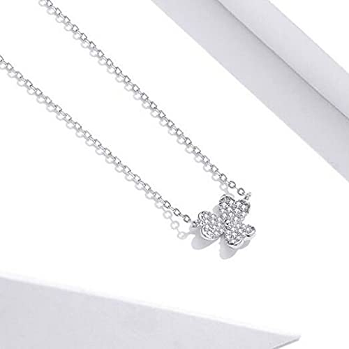 PAHALA 925 Sterling Silver Smooth Clover Crystals Necklace Pendant Wedding Necklace