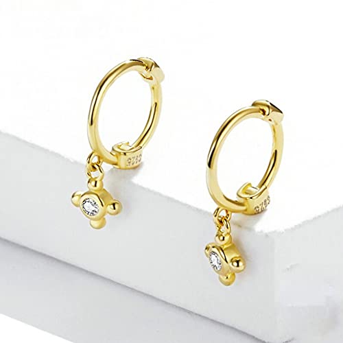 PAHALA 925 Sterling Silver Gold Star Zircon Ear Buckles Cross Pearl Crystal Hoop Drop Earrings