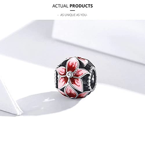 PAHALA 925 Sterling Silver Blooming Flowers With Crystals Charm Bead