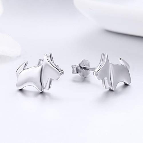 PAHALA 925 Sterling Silver Cute Little Puppy Dog Stud Earrings