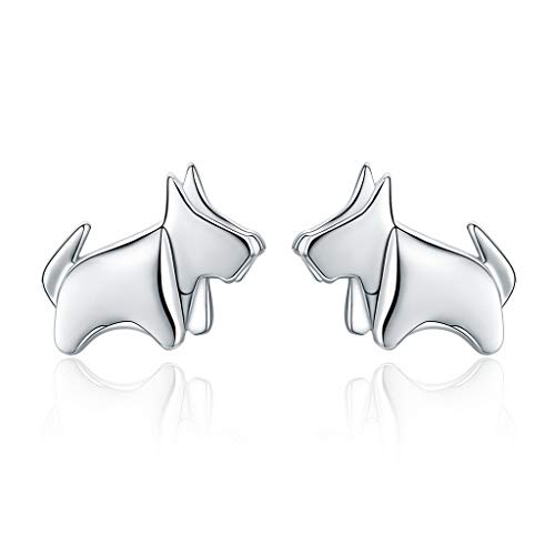 PAHALA 925 Sterling Silver Cute Little Puppy Dog Stud Earrings