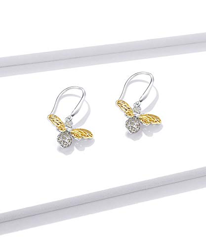 PAHALA 925 Sterling Silver Happy Shiny Bees With Crystals Pendant Earrings