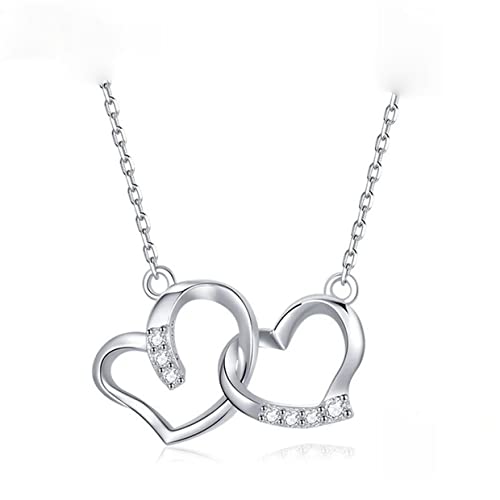 PAHALA 925 Sterling Silver Multiple Crystal Mutual Affinity Love Chain Necklace Pendant Wedding Necklace