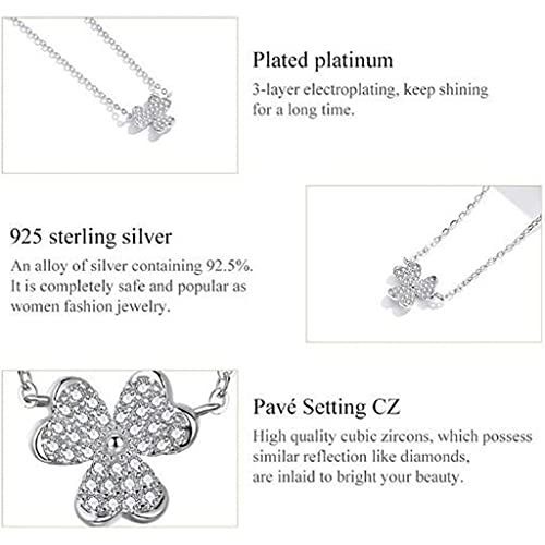 PAHALA 925 Sterling Silver Smooth Clover Crystals Necklace Pendant Wedding Necklace